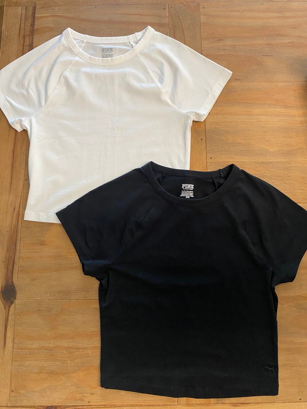 Victoria Secret Pink Bundle Size XS black & white crop tees